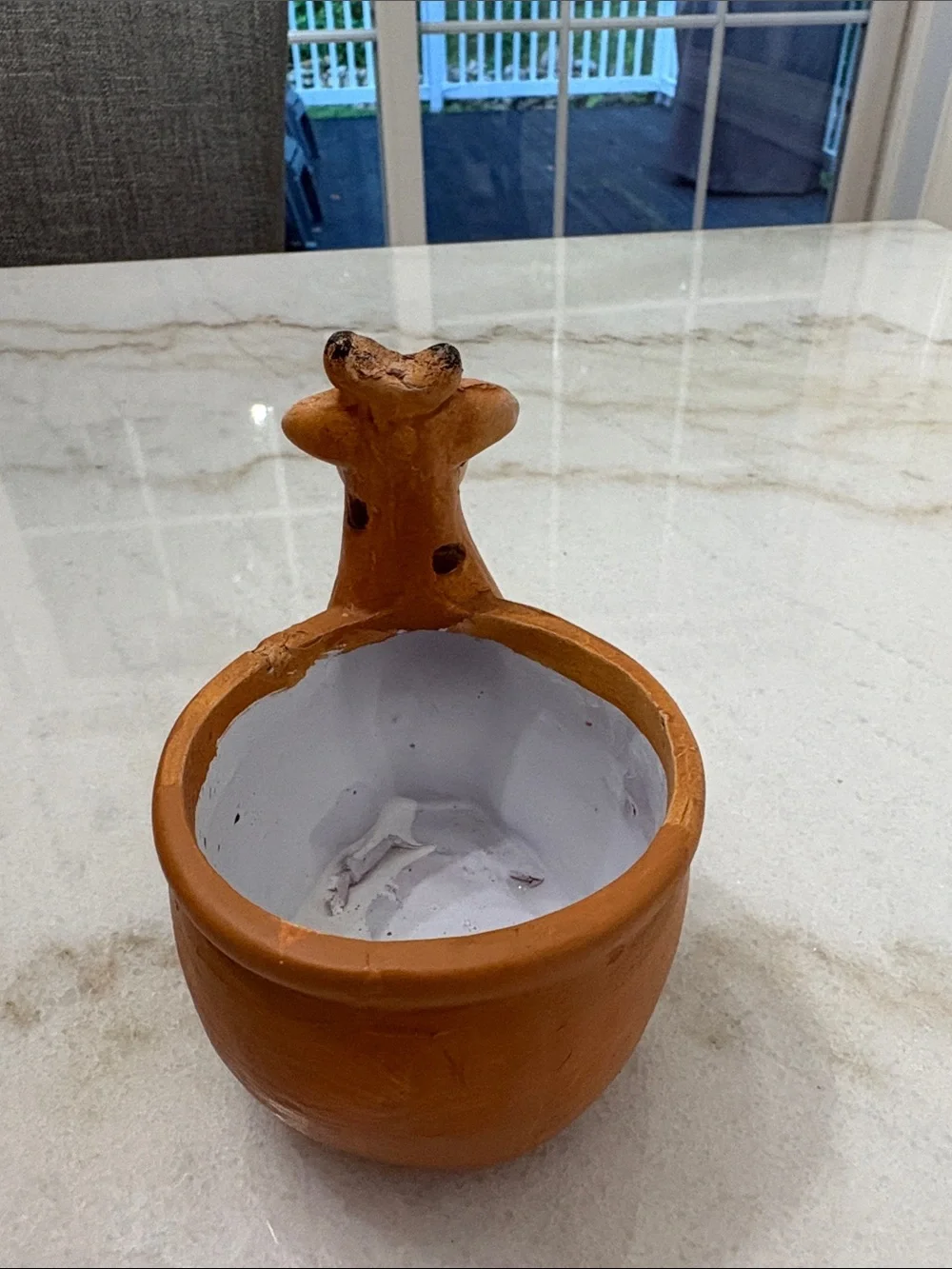 Handcrafted Brown Cow Ceramic Vase Planter